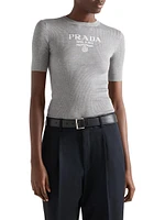 Silk Crewneck Sweater with Logo