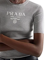 Silk Crewneck Sweater with Logo