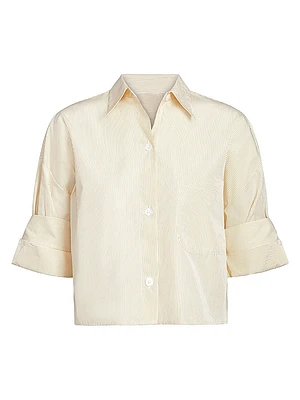 Next Ex Striped Cotton Crop Shirt