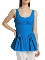 Bader Sleeveless Stretch Poplin Peplum Top