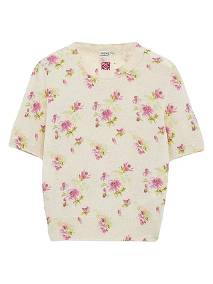 Floral Short-Sleeve Sweater