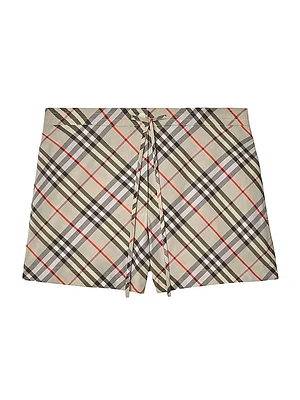 Check Cotton Pajama Shorts