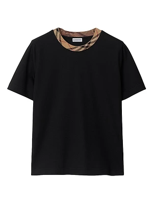 Check-Trimmed Cotton T-Shirt