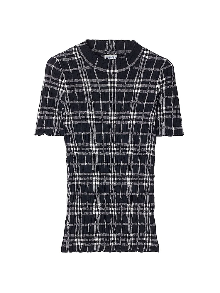 Check Wool-Blend Top