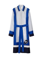 Knight Stamp Silk Midi-Shirtdress
