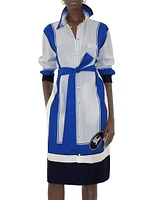 Knight Stamp Silk Midi-Shirtdress