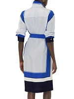Knight Stamp Silk Midi-Shirtdress