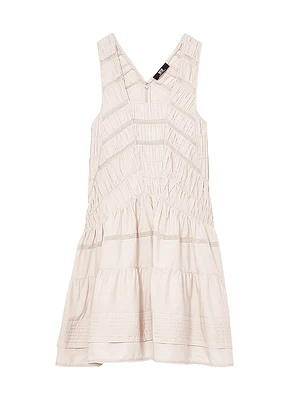 Felicity Shirred Ruffle-Hem Minidress