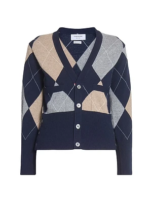 Argyle V-Neck Cashmere Cardigan