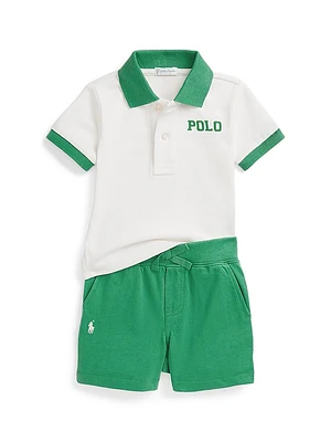 Baby Boy's Jersey Polo Shirt & Shorts Set