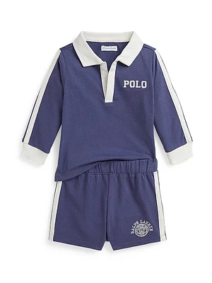 Baby Boy's Logo Polo Shirt & Shorts Set