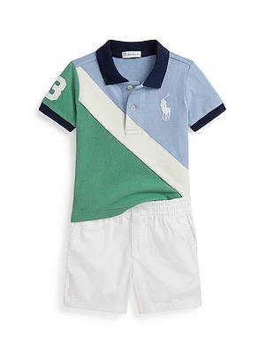 Baby Boy's Mesh Rugby Polo Shirt & Shorts Set