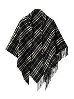 Check Wool-Cashmere Cape