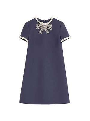 Embroidered Crepe Couture Short Dress