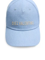 Chez Denim Baseball Cap with Embroidery