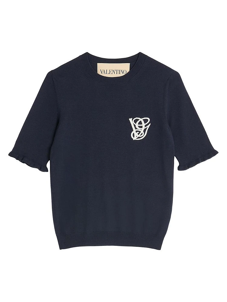 Embroidered Wool Top