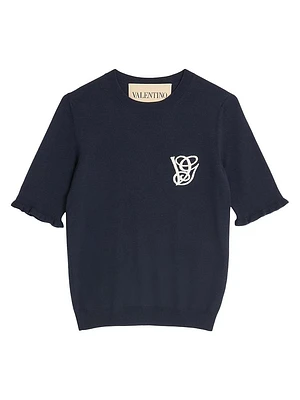 Embroidered Wool Top