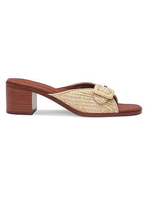 Raffia Mules with Leather Trims