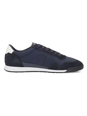 Mixed-Material Lace-Up Trainer Sneakers