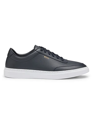 Coated-Leather Trainer Sneakers with Logo