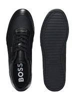 Faux-Leather Trainer Sneakers
