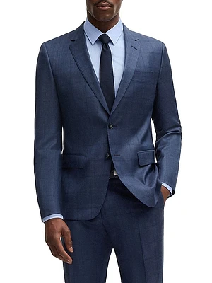 Slim-Fit Suit Checked Wool and Silk