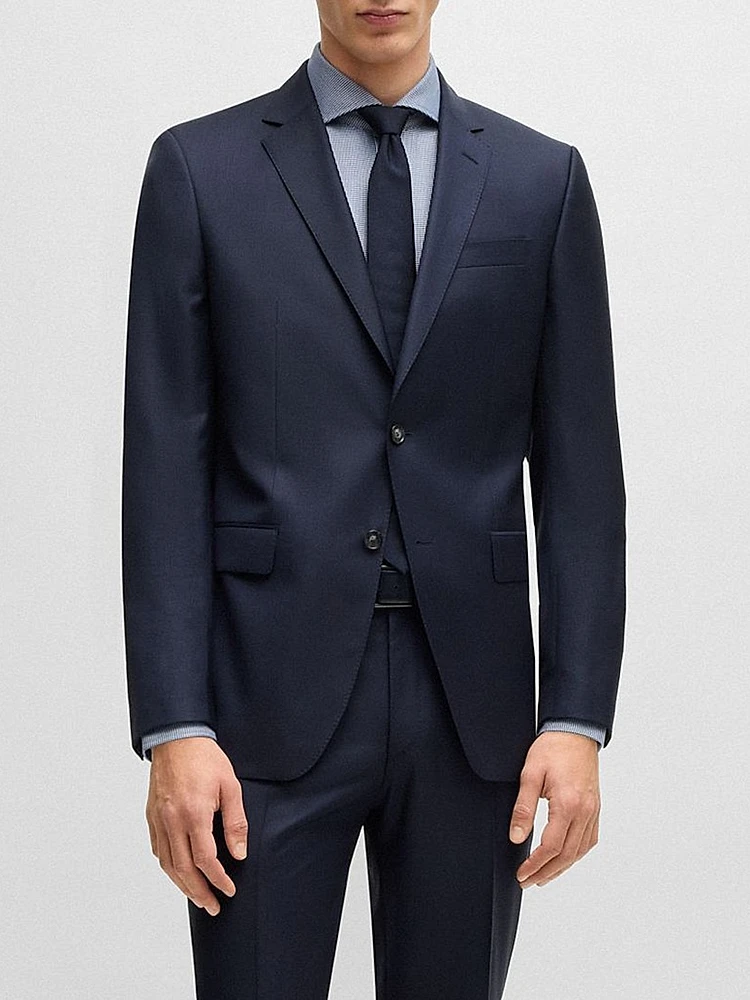 Slim-Fit Suit Patterned Wool and Silk