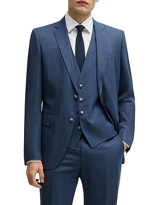 Slim-Fit Three-Piece Suit Patterned Wool