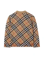 Baby's, Little Kid's & Wool Check Knit Cardigan
