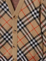 Baby's, Little Kid's & Wool Check Knit Cardigan
