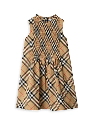 Baby Girl's, Little Girl's & Check Smocked Sleeveless Dress