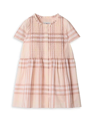 Baby Girl's, Little Girl's & Check Smocked Cotton Shirtdress