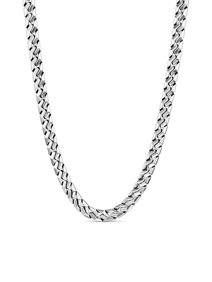 Curb Chain Angular Link Necklace Sterling Silver