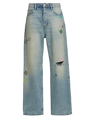 Bandage Baggy Straight Jeans