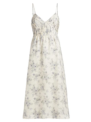 Jacinta Floral Linen Midi-Dress