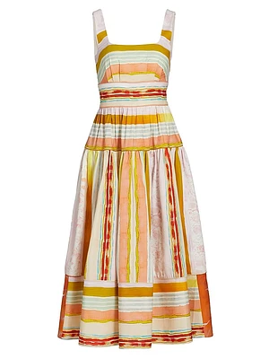 Mara Striped Cotton Midi-Dress