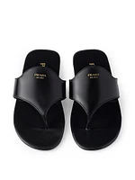 Brushed Leather Thong Sandals