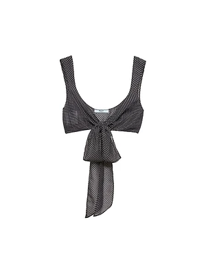 Polka-Dot Silk Chiffon Bralette Top