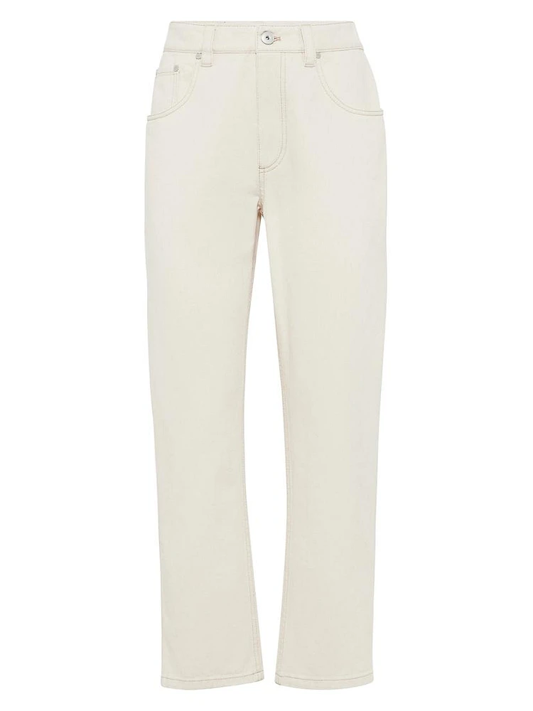 Stretch Dyed Denim Straight Trousers