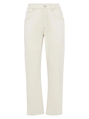 Stretch Dyed Denim Straight Trousers