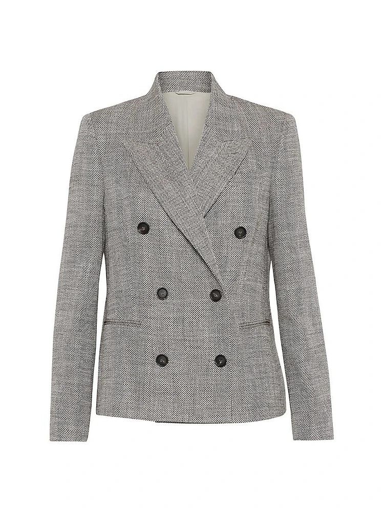 Silk, Linen and Cotton Chevron Blazer