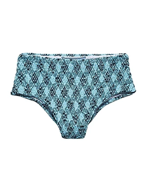 Checked Print Jersey Bikini Bottom