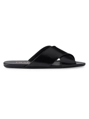 Brushed Leather Slides