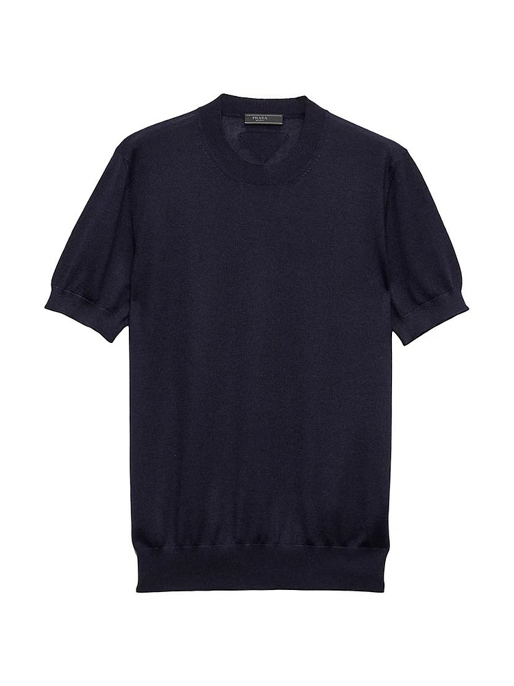 Short-Sleeved Cashmere and Silk Sweater