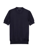Short-Sleeved Cashmere and Silk Sweater