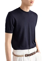 Short-Sleeved Cashmere and Silk Sweater