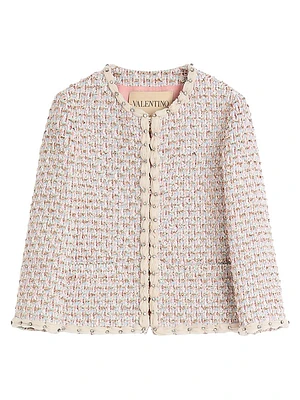 Embroidered Ribbon Tweed Jacket