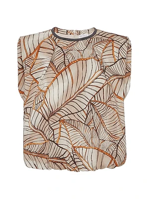 Cotton and Silk Papyrus Print Organza Top