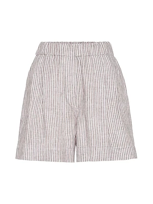 Striped Lightweight Linen Baggy Shorts