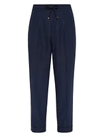 Linen Leisure Fit Trousers with Drawstring